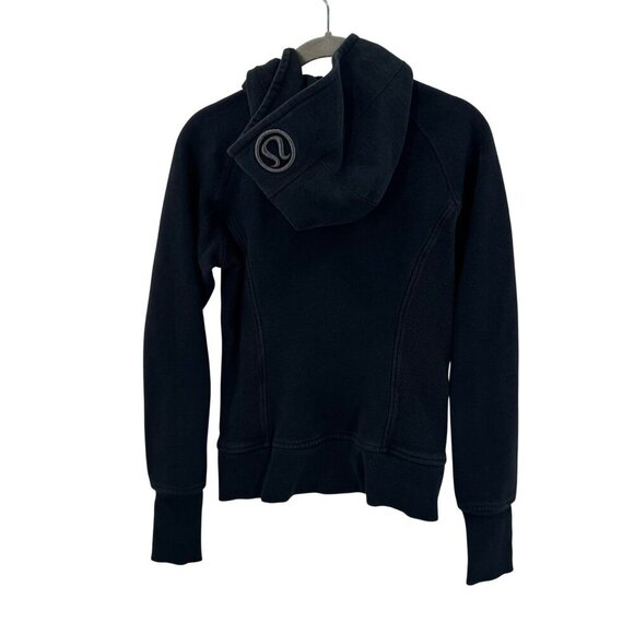 Lululemon Scuba Black Full-Zip Hoodie Womens Size 4 Cotton Blend Comfortable - Picture 3 of 8